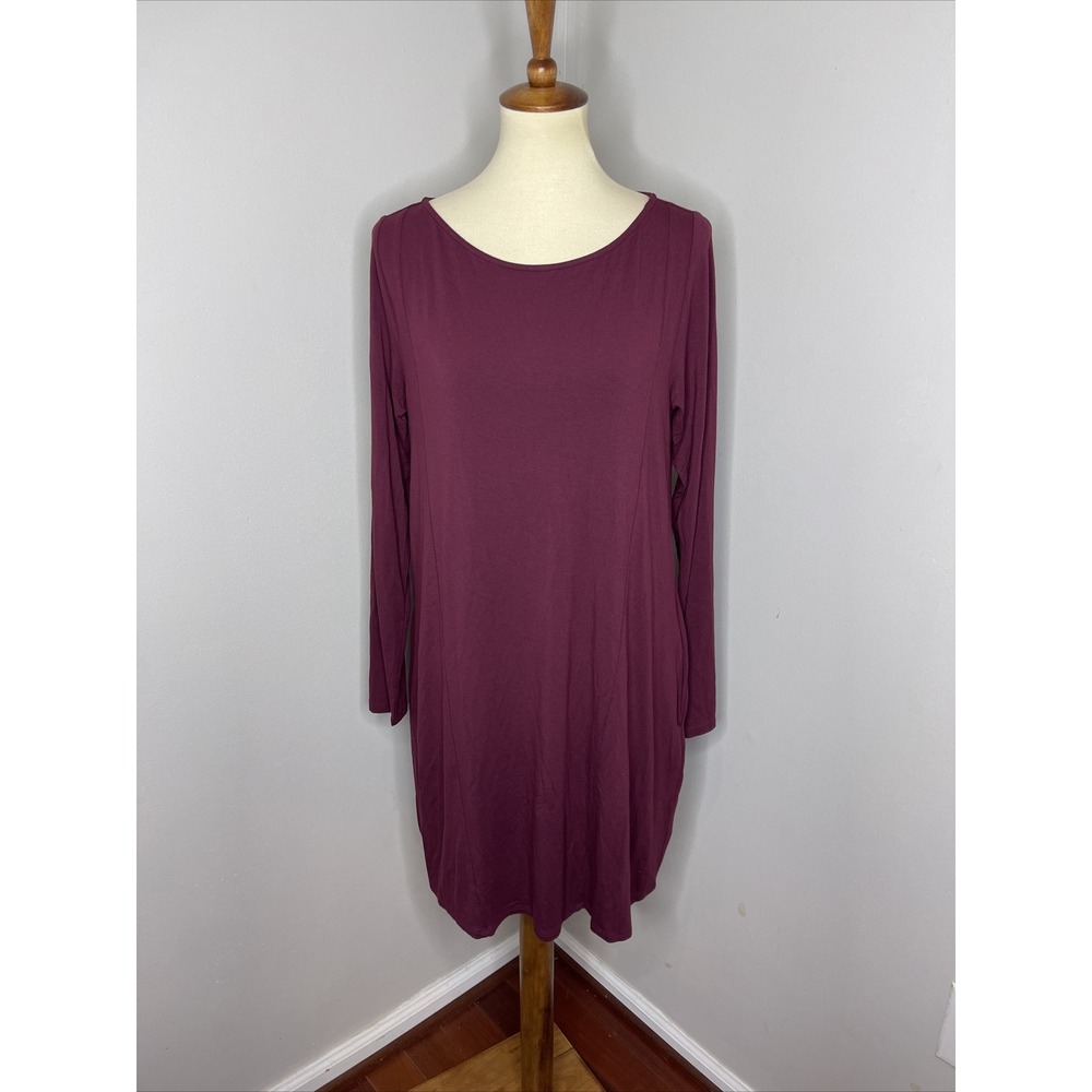 Peruvian Connection Solid Red‎ Long Sleeve Kneelength Pockets Dress M
